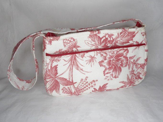 Sac baguette style toile de Jouy