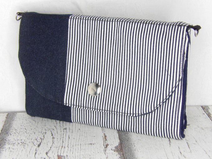 Le Compagnon - Portefeuille jean marine et rayures