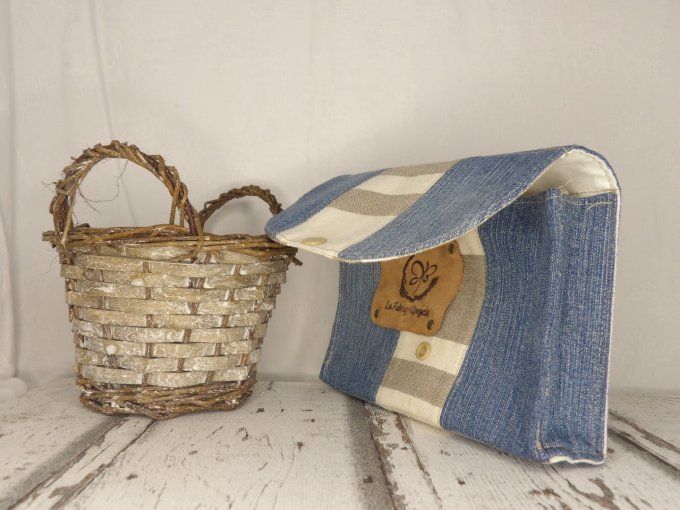 Pochette rectangulaire en jean bleu et Toile à matelas